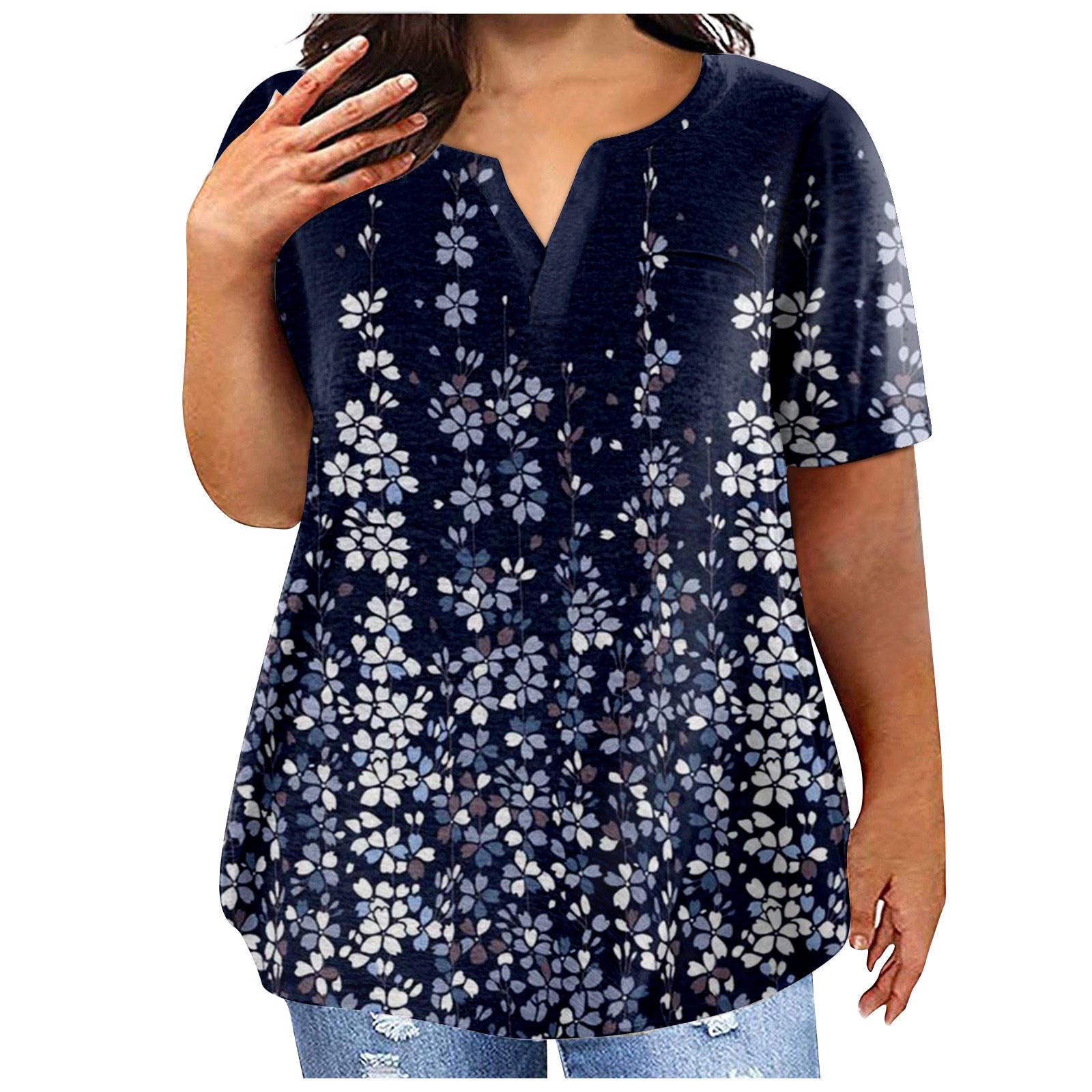

Fashion Plus Size Women s Casual Short Sleeve Round Neck Gradient Print T-shirt With Pockets XXXL