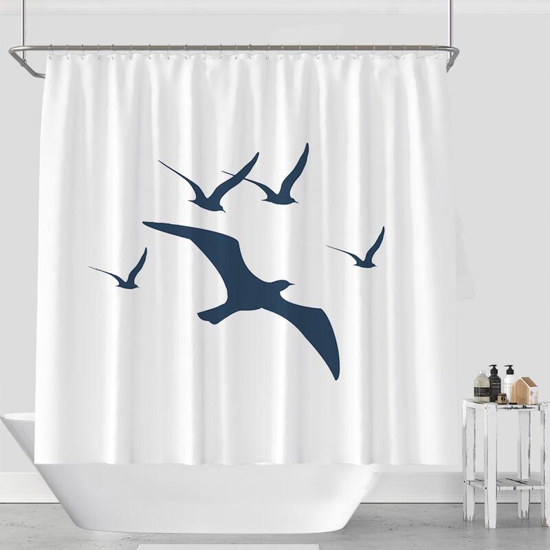 Vattentät duschdraperi med maritim ankare och medelhavsmotiv