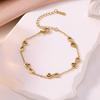 French Retro Gold Plated Stainless Steel Heart-Shaped Diamond Bracelet for Women