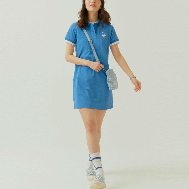 New MLB Short Sleeved Dresses Women's Blue 31OP12131-07U