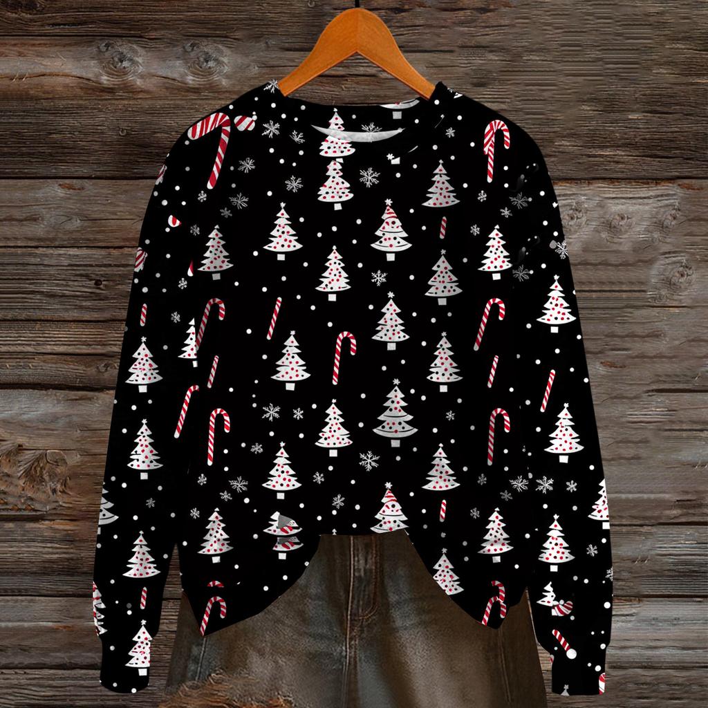 Damemote Langermet Christmas Snowman Snowflake Print Jakke Cardigan