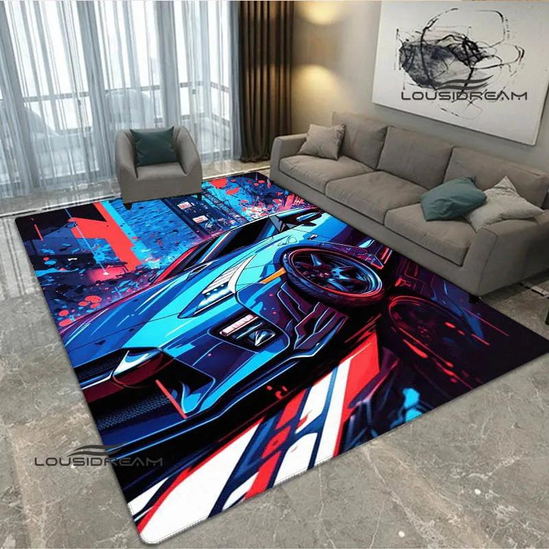 JDMs GTR Flag Car Pattern Carpet Decoration Room Home Outdoor Decor Racing Rug Non Slip Washable Game Style Floor Mat
