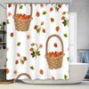 Strawberry-Themed Shower Curtain With Hanging Basket Pattern For Bathroom Decor Waterproof Fabric Material (Size180X180Cm)