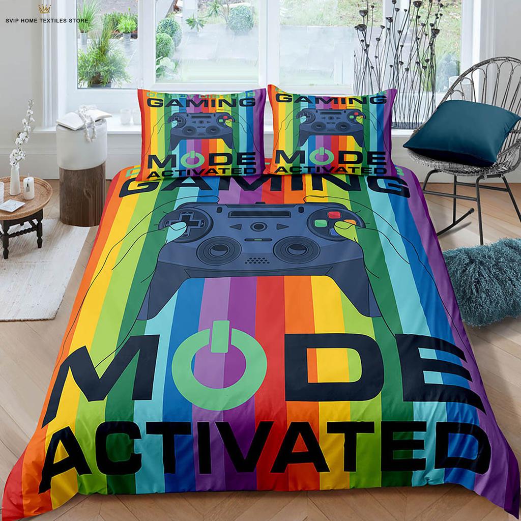 Watercolor Game Controller E-Sports 3D Printing Quilt Cover 100% Polyester Bedding Set Duvet Cover Pillowcase Three-Piece Set