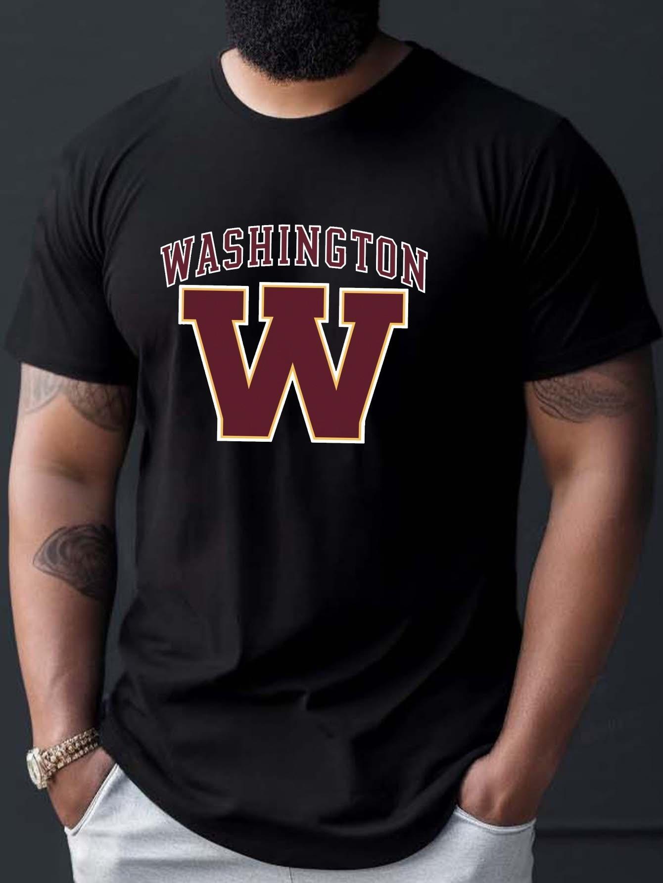 

Washington W Graphic T-shirt - Breathable Crew Neck Short Sleeve Tee with Bold Letter Print S
