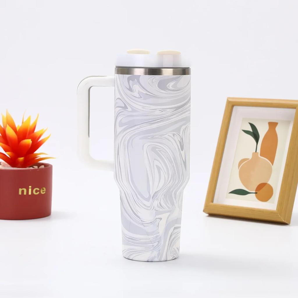Good Quality 304 Stainless Steel High-value 40oz Bingba Cup Outdoor Portable with Handle Straw Thermos Cup