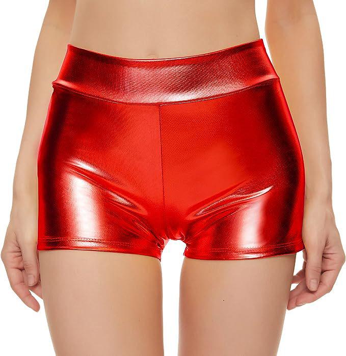 

Women s Hot Stamping High-Waist Nightclub Shorts - Sexy Outerwear Small червоний
