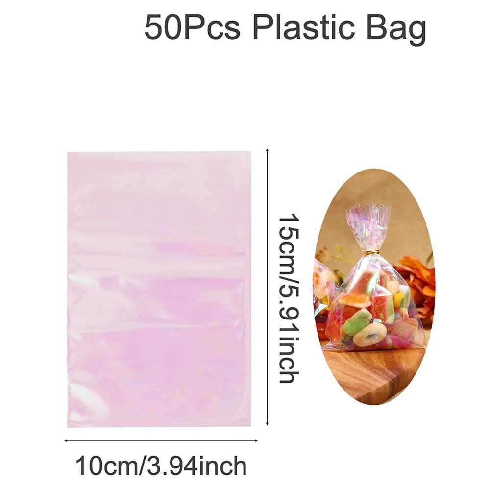 

50 шт. радужных целлофановых пакетов - голографические пакеты для подарков, сладостей и мероприятий - идеально подходят для праздников, дней рождения 25x10cm