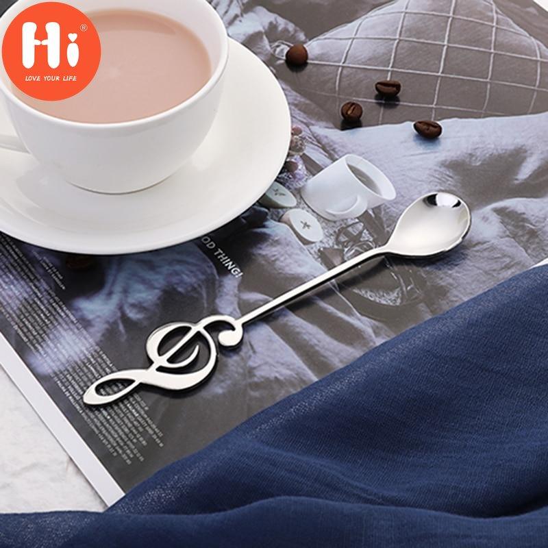 Hi 7pcs Musical Note Coffee Spoons Stainless Steel Coffee Tea Stirring Spoons Ice Cream Dessert Spoon