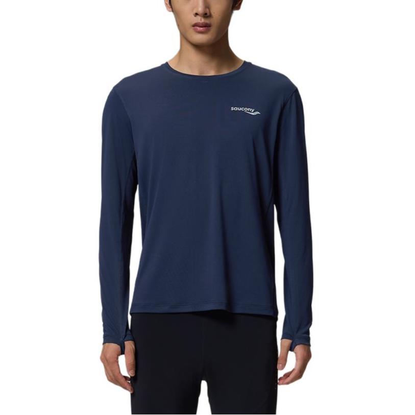 SAUCONY Running Training Knit Crew Neck T-Shirt Men Tops Deep-Blue SC2240065A-DA16