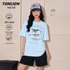 Camiseta Feminina TonLion de Algodão Puro com Manga Curta e Estampa de Baleia em Aquarela