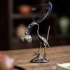 1Pc Elegant Crane & for Lotus Flower Incense Burner - Metal, Home Decor Accent with Creative Line Incense Holder