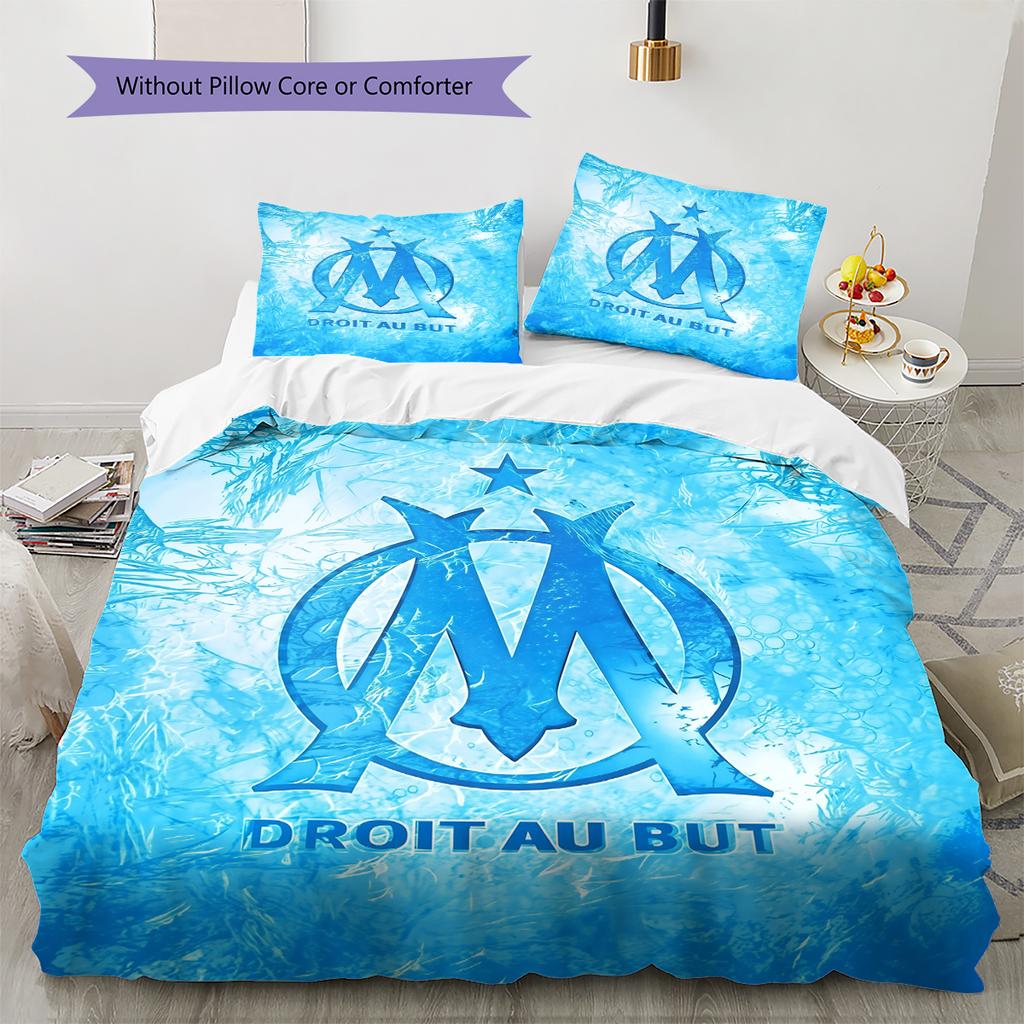 Olympique De Marseille Pattern Bedding Home Decoration Birthday & Festival Gift (1 * Duvet Cover + 2 * Pillowcase, Without Core)
