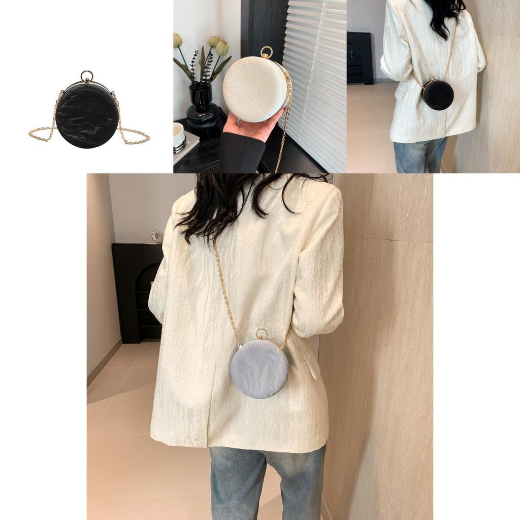 Chic Round Chain Shoulder Bag For Women 2024 Spring Trendy Small Purse