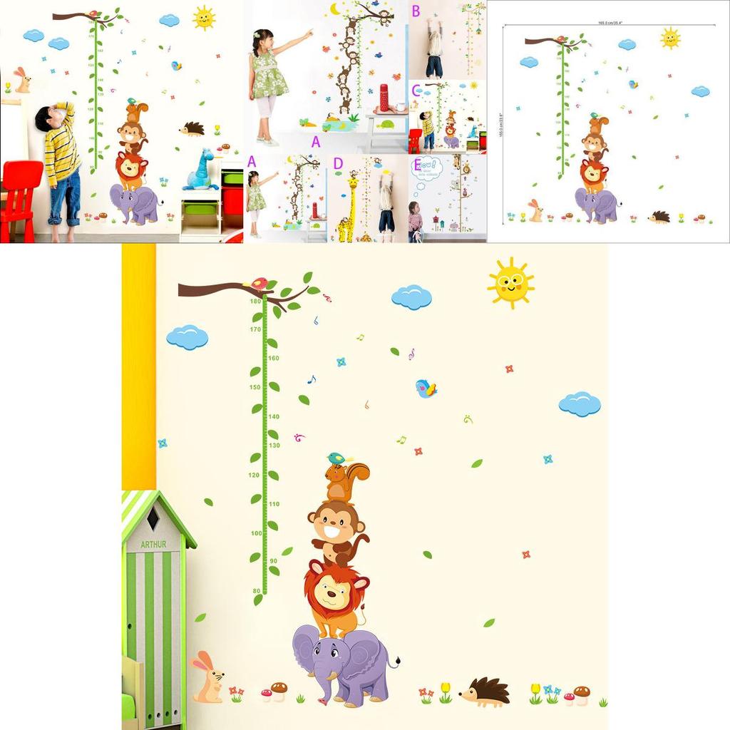 Charming Multicolor Growth Height Chart Removable Wall Decal For Nursery Decor