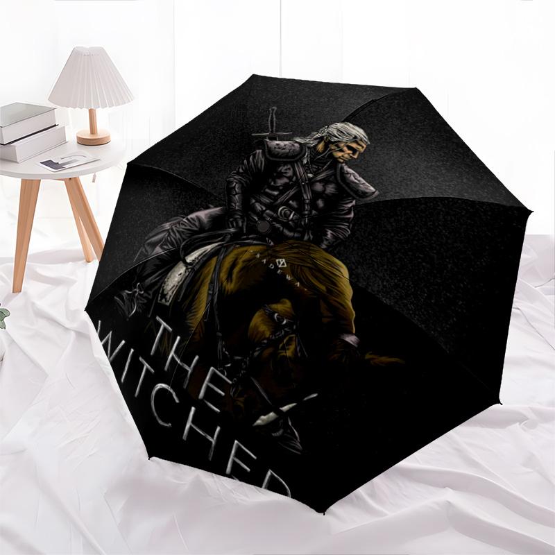 Witcher: Dark Warrior Automatic Umbrella - Suitable Travel Outdoor Portable Umbrella Birthday Gift Daily Essentials