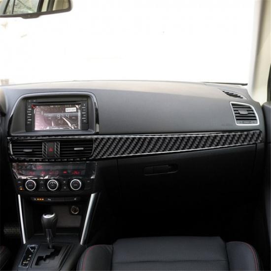 3Pcs Carbon Fiber Interior Passenger Side Dash Cover Trim For Mazda CX-5 2013-15