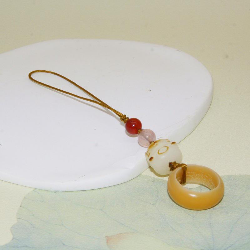 White Bodhi Cute Cat Paw Charcoal Phone Charm - Women's Lucky Cat Lanyard & Ring Pendant