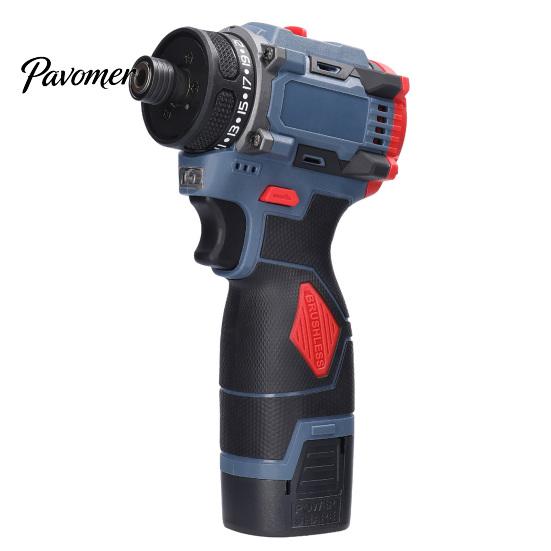 Rechargeable Lithium Battery Drill 16.8V Cordless Drill, Maximum Torque 45Nm, Electric Driver with Ergonomic Professional Impact Set Grip, Handheld