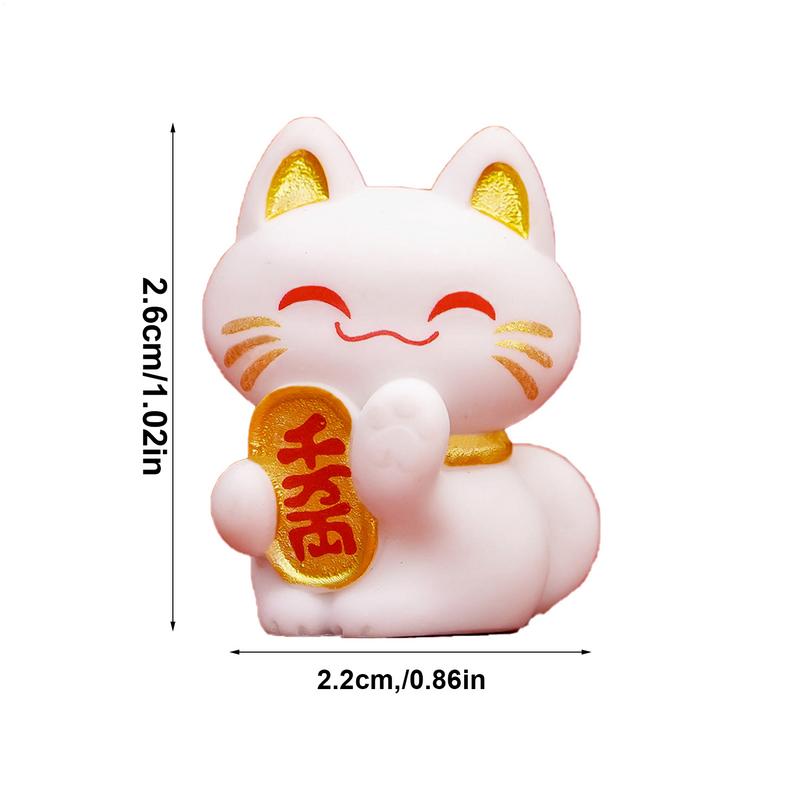 Maneki Neko Statue Cute Lucky Cat Figures Fortune Decor Animal Cat Characters Collectible Figurine For Cake Toppers Plant
