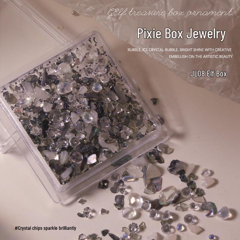 

Fairy Box: Colorful Crushed Stone & Pearl Seashell Rhinestone Nail Art Decorations
