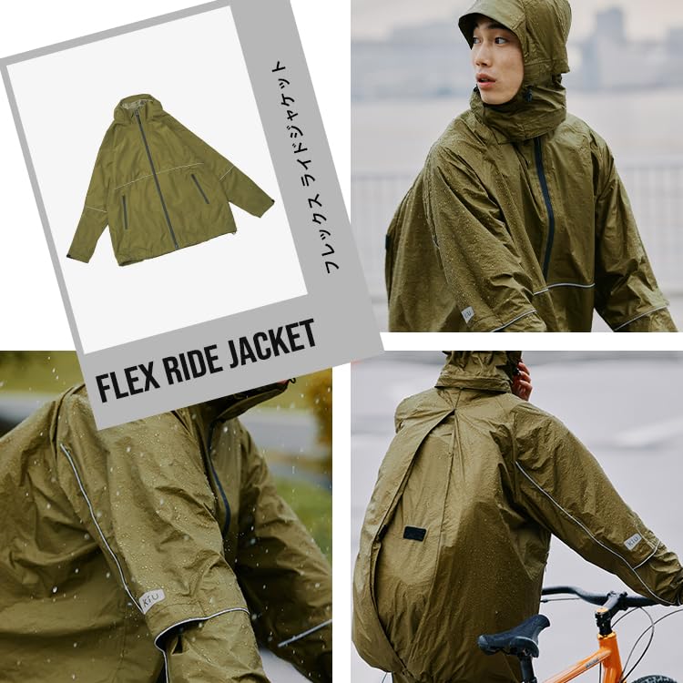 KiU Flex Ride Jacket - Waterproof, Water-repellent, Water-resistant Raincoat with Backpack, Reflective, Stylish, Suitable for Commuting, School, and C