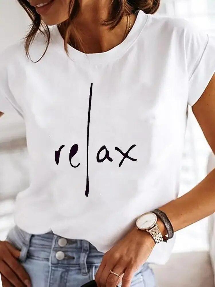 Clothes Ladies Summer T Clothing Print Fashion Casual T-shirts Letter 90s Trend Cute Short Sleeve Women FeUnisex Graphic Tee