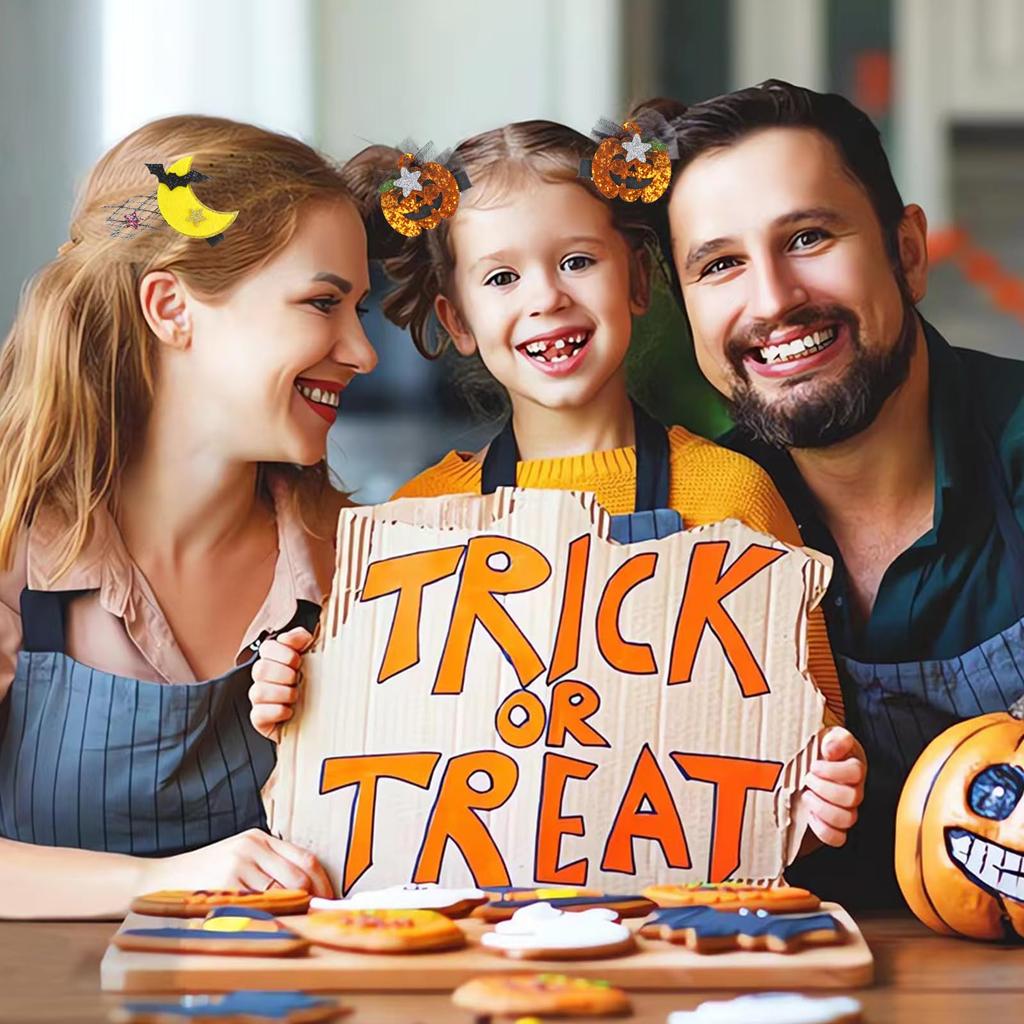 FINGOOO Halloweenowe Akcesoria do Włosów Zestaw 8 Sztuk, Spinki do Włosów, Klipsy do Włosów, Ozdoby do Włosów, Cosplay, Kostiumy, Unisex, Urocze (Halloween A)