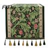 Table Runner Jacquard Floral Runner, Vintage Peony Farmhouse Heat Resistant with Tassels for Home Wedding Party