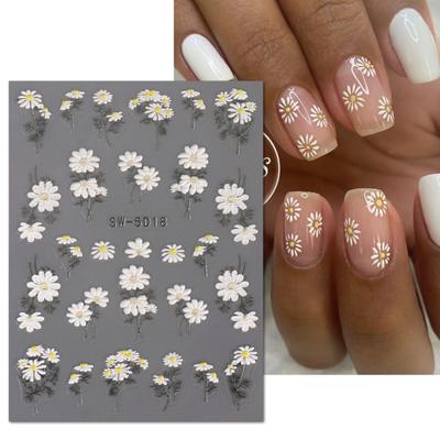 Yousheng Nail Art Sticker Three-dimensional 5D Relief Self-Adhesive  Non-Fading DIY Spring Summer Sunflower Floral Pattern Manicure Decal Nail Salon