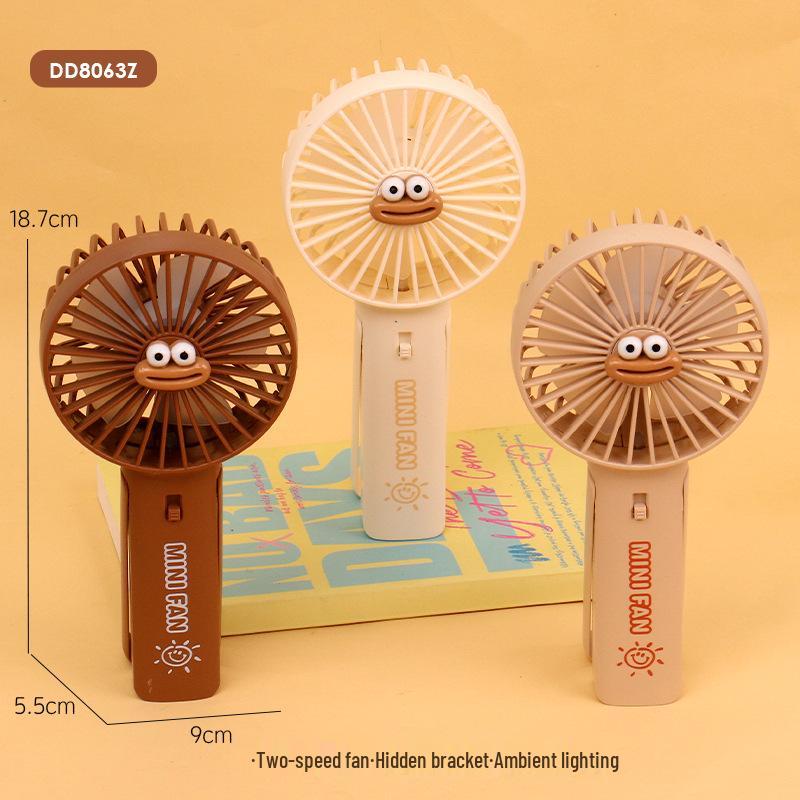 Drip Fan Cartoon Light USB Rechargeable Two-Speed Mini Handheld Fan for Dormitory & Office Color Notes