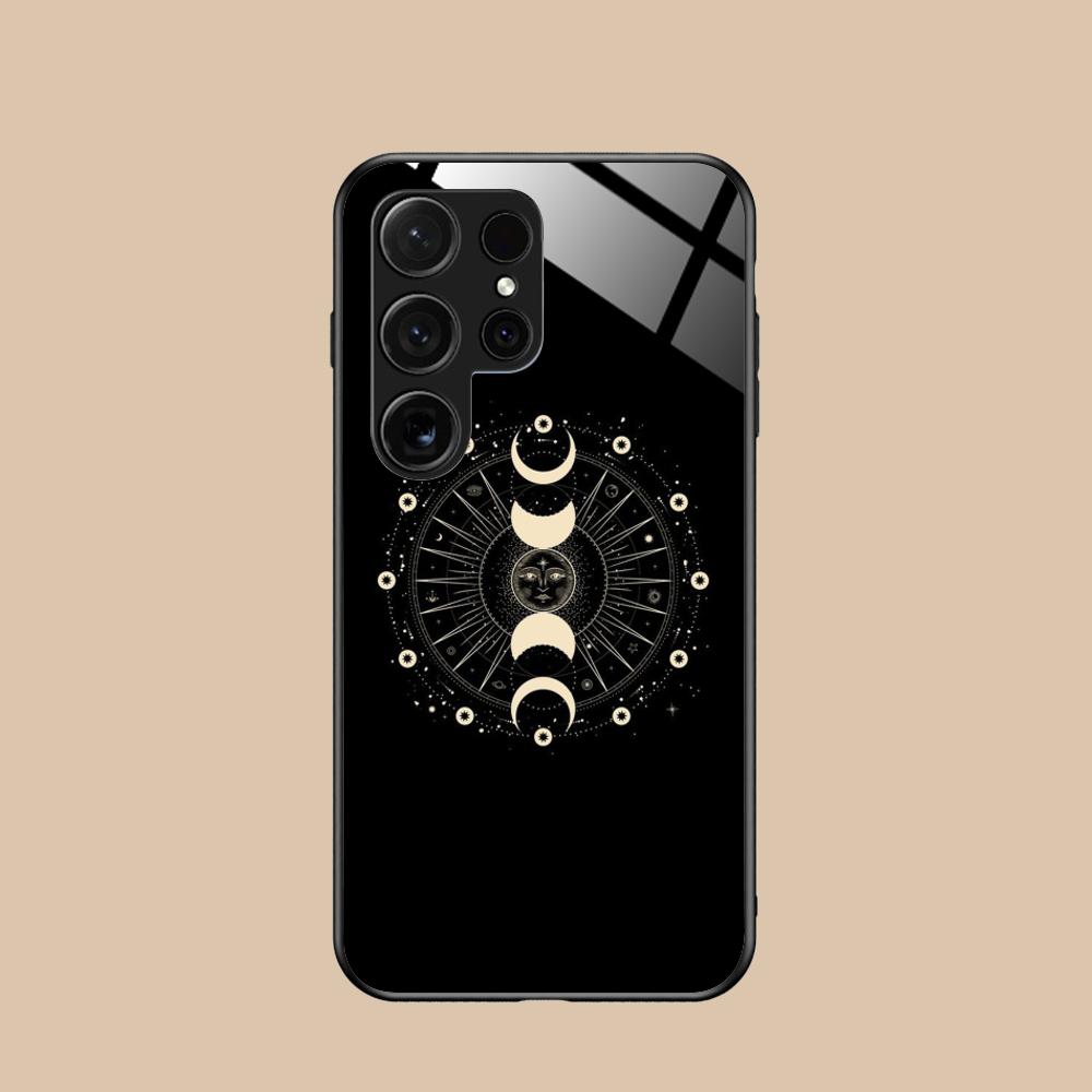 Sun Moon Mobile Cell Phone Case for Samsung Galaxy A56 55 54 53 52 51 36 35 34 23 16 15 5G Glass Colorful Cover Pretty Luxury