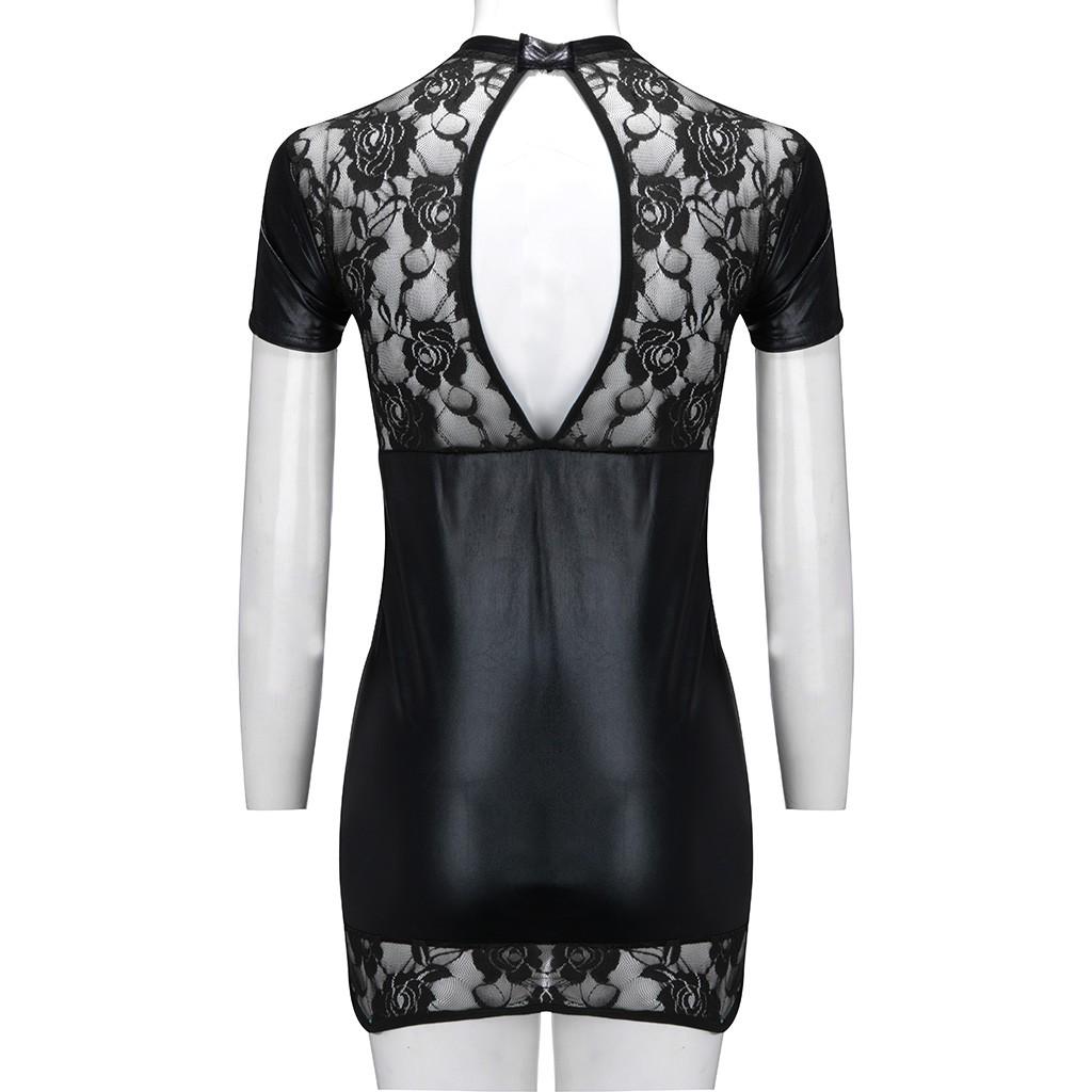 Gonna corta da donna in pelle di pizzo Clubwear Intimo sexy Lingerie cava