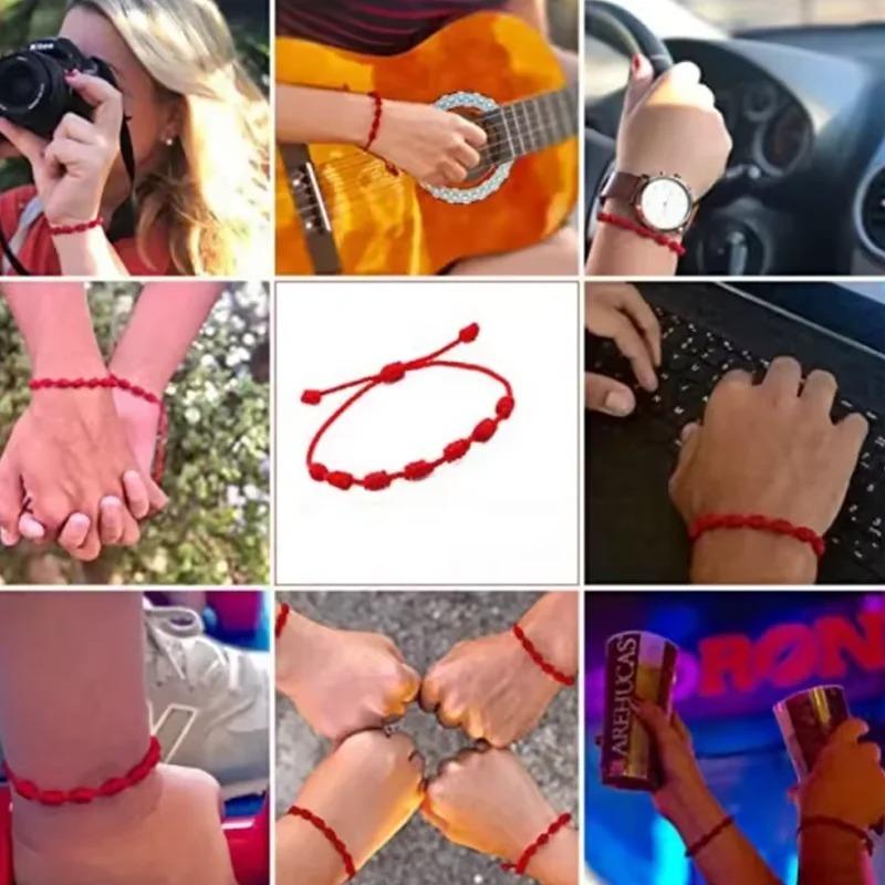 Woven Diamond Knot Couple's Men's and Women's Adjustable Destiny Year Hand Rope Red Rope Bracelet Handmade DIY Material