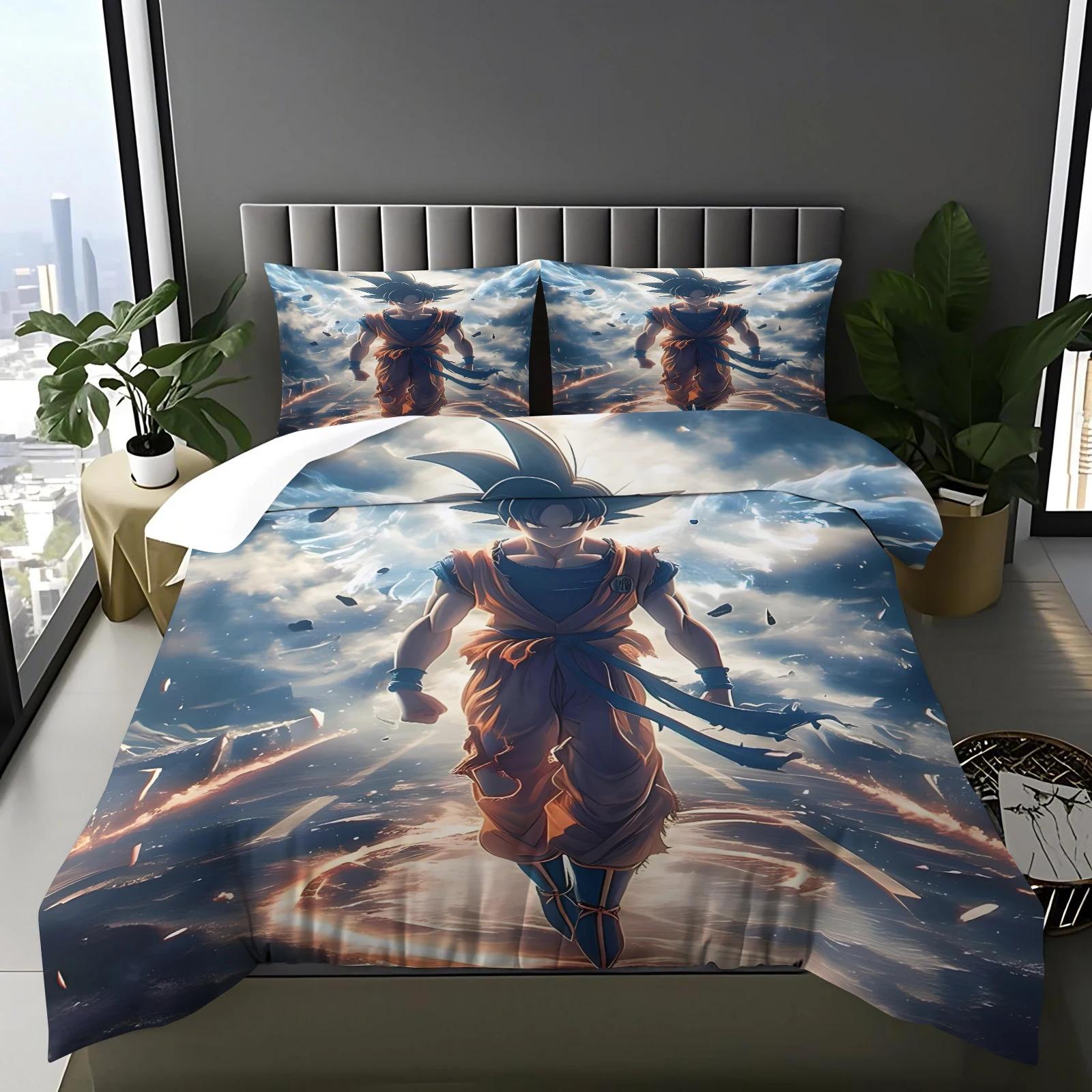 

Японское постельное белье с горячим аниме-принтом, пододеяльник и наволочка с рисунком G-Goku, подходит для детского сезона, украшение спальни EU Single 2Pcs&Sham