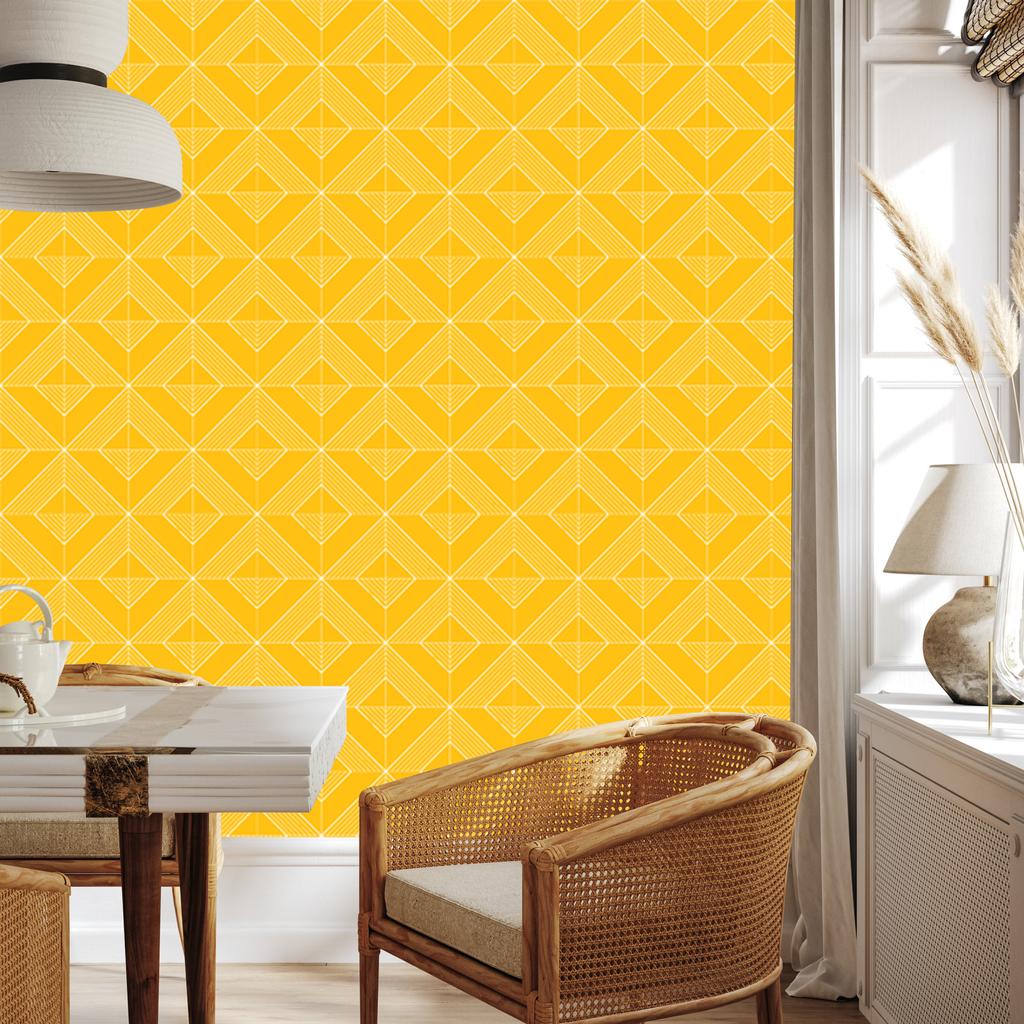 Geometric gold rhombus wallpaper, gold center 50x1000