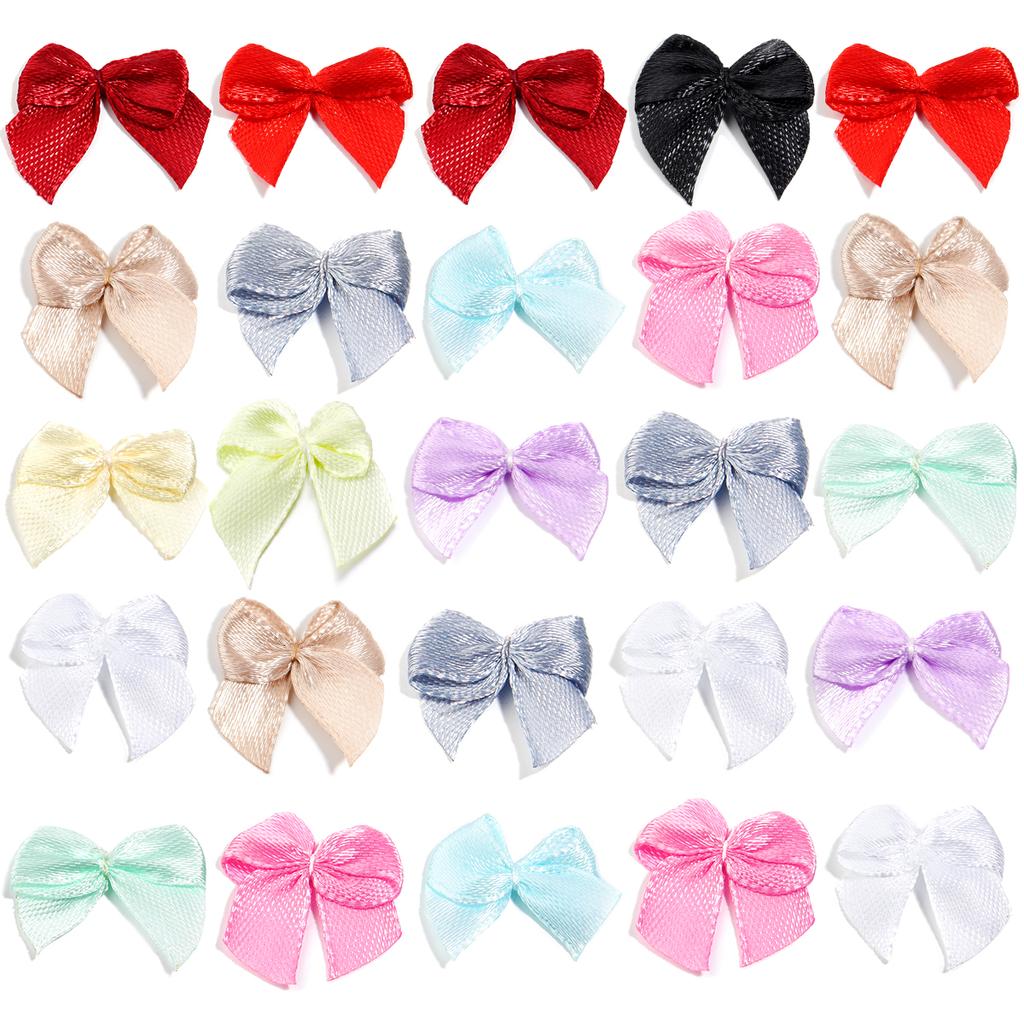 100 Stück/Los Polyester Satinband Schleifen Bunte Kleine Schleifen Für DIY Handnähen Kleidung Weihnachtsfeier Dekoration Zubehör