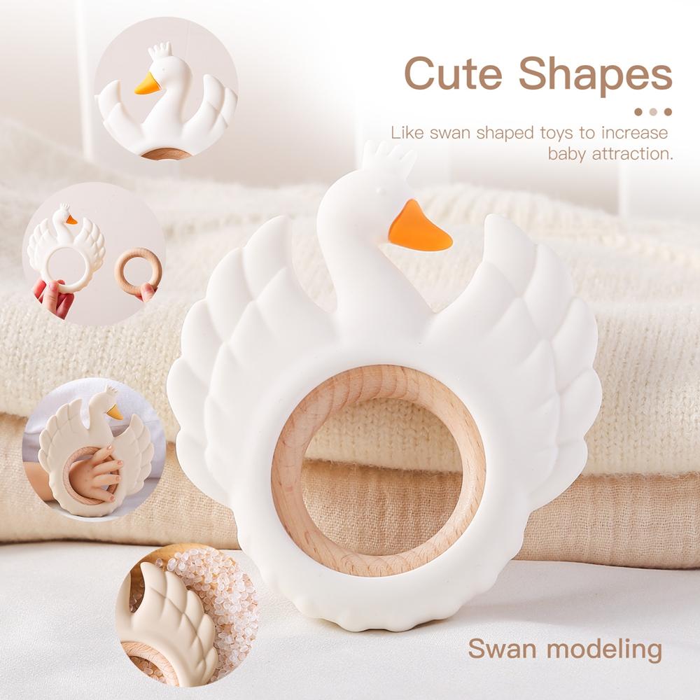 New Style 1Pc Silicone Teether Food Grade Baby 0-12 Toys Swan Teething Rings Sensory Toys For Toddlers Silicone Montessori Toys