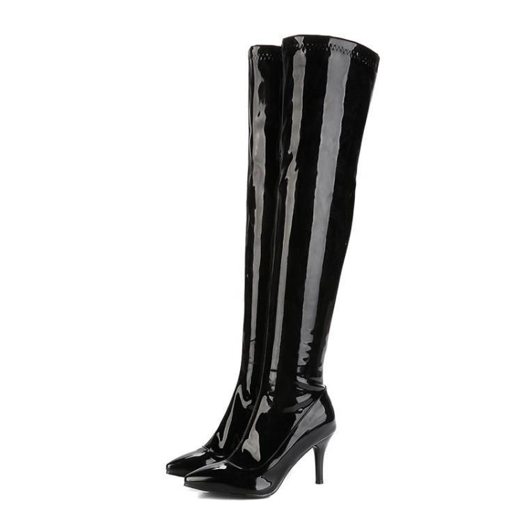 High-heeled long boots over the knee show warm elastic boots sexy nightclub pole dancing boots