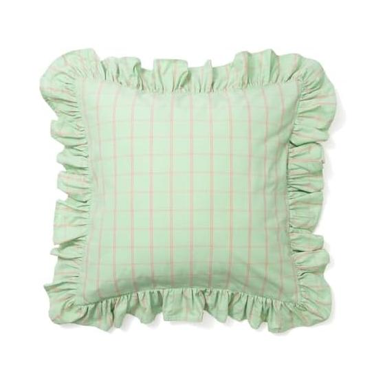 Francfranc Frill Check Cushion Cover 45cm x 45cm Light Green (B-018)