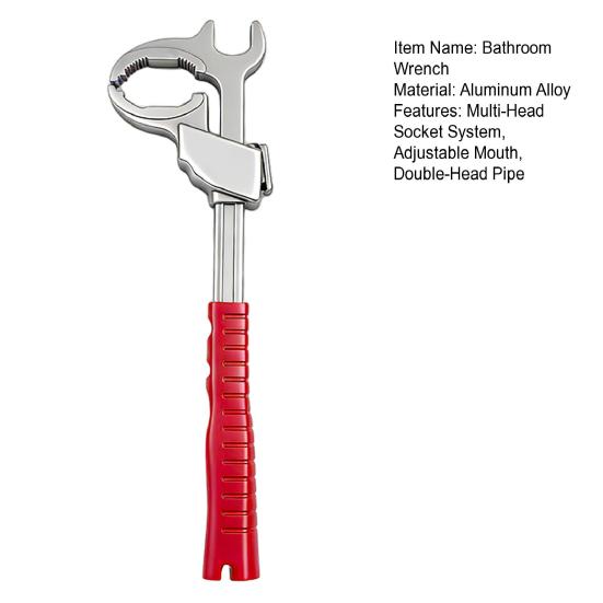 1/2Pcs Bathroom Wrench Multi-Head Interchangeable Socket System Double-Head Pipe Wrench with 86mm Adjustable Mouth Faucet Valve Repair Tool