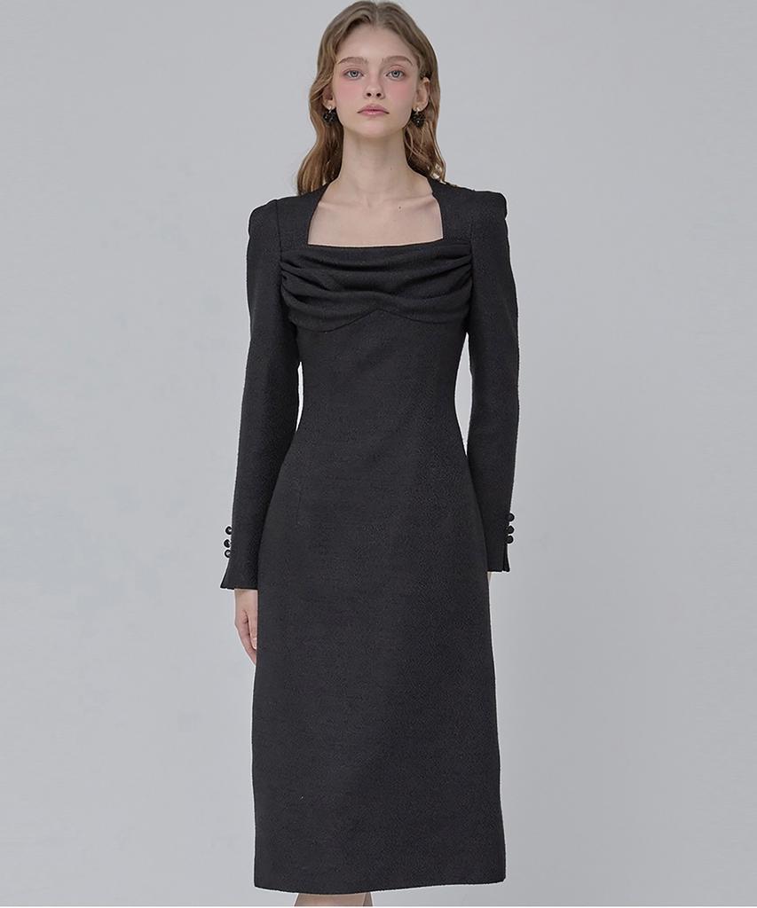 JULIY&CALLA 24 Fw Collar 108 Dear Vivian Tweed Dress Black