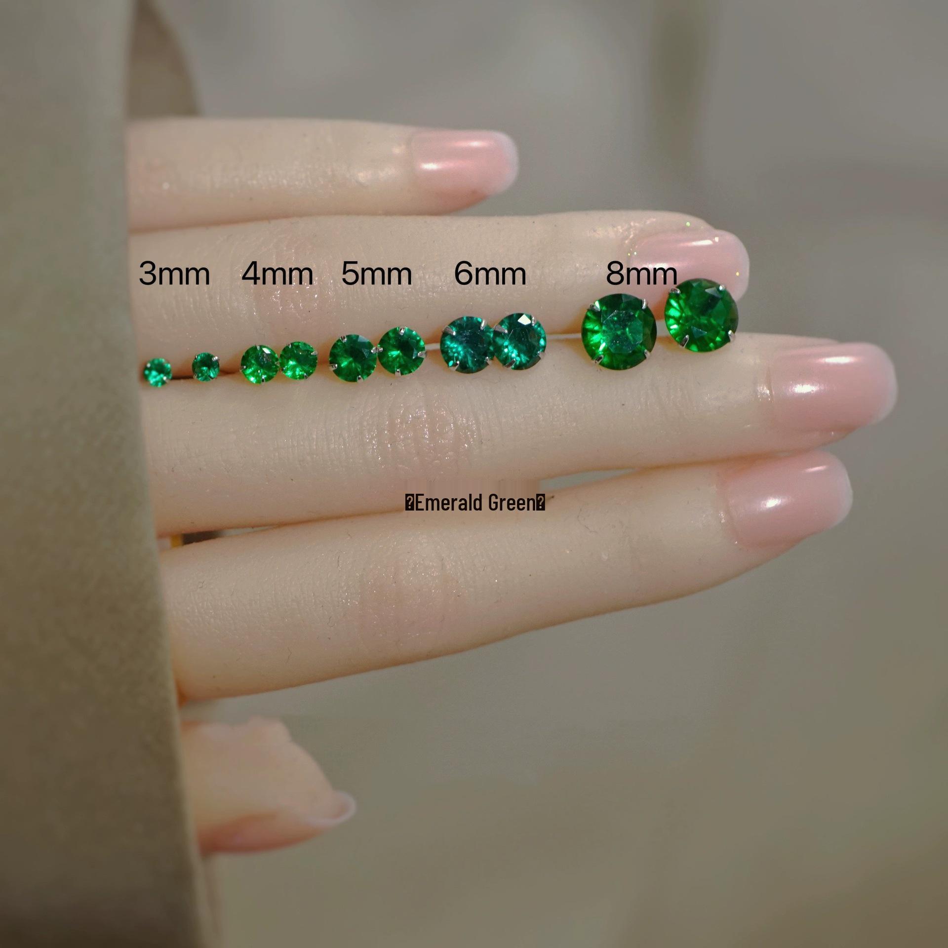 Beixi S925 Sterling Silver Emerald Green Ear Studs for Women with Round Diamond 925 Silver