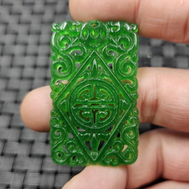 Taiwan Jade Double Dragon Blessing Pendant Necklace