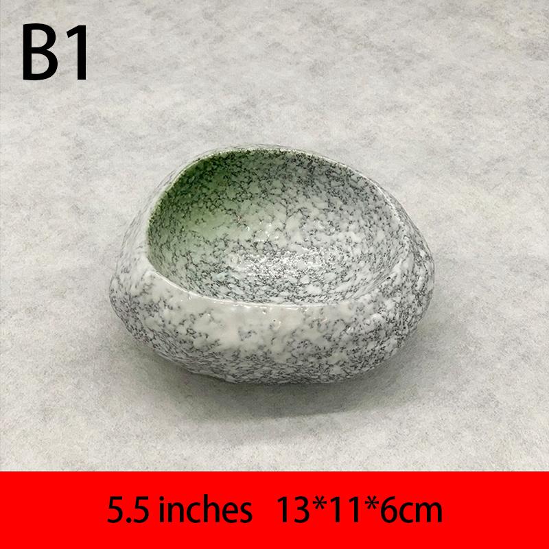 Creative Japanese Stone Bowl Ceramic Tableware Restaurant Sashimi Sushi Plate Barbecue Shaop Plate Fruit Salad Dessert Bowl