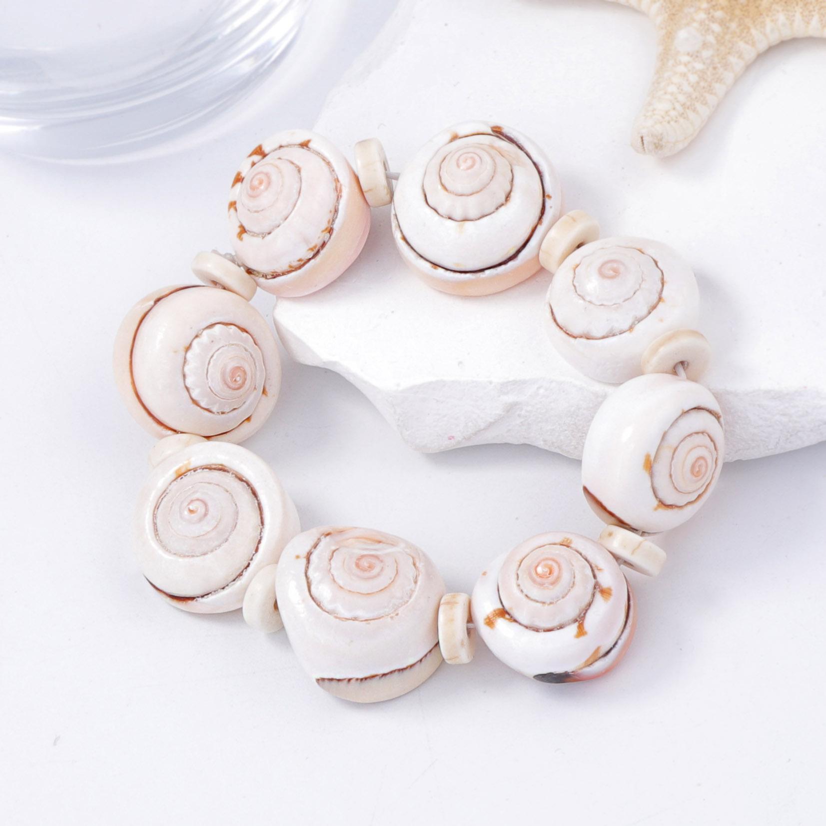 

Trendy and textured summer beach vacation style, Marine element DIY elastic string beaded bracelet, casual women s style