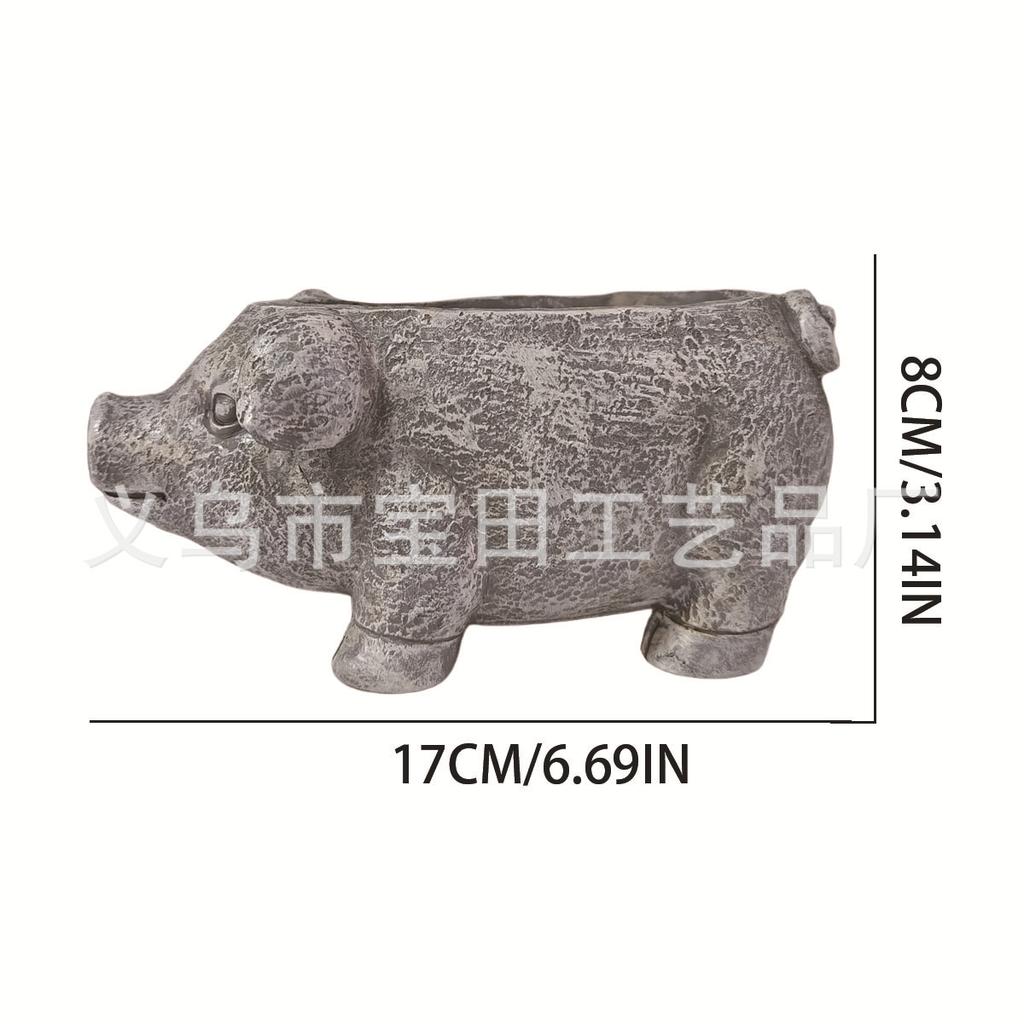 1 piggy flower pot, minimalist and cute pig resin flower pot statue, characteristic garden and courtyard decoration ornament.
