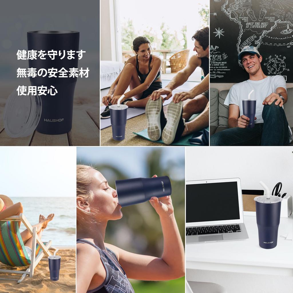 HAUSHOF 530ml Stainless Steel Tumbler with Straw and Lid, Coffee Cup, Water Bottle, Mug, Coffee Tumbler, Double-Walled Wall, Vacuum Insulated,
