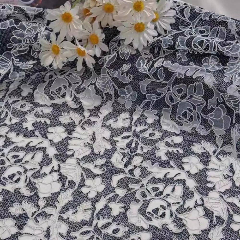 Hollow Mesh Lace Fabric Embroidery Womens Clothing Material For Kids Dress Blouse