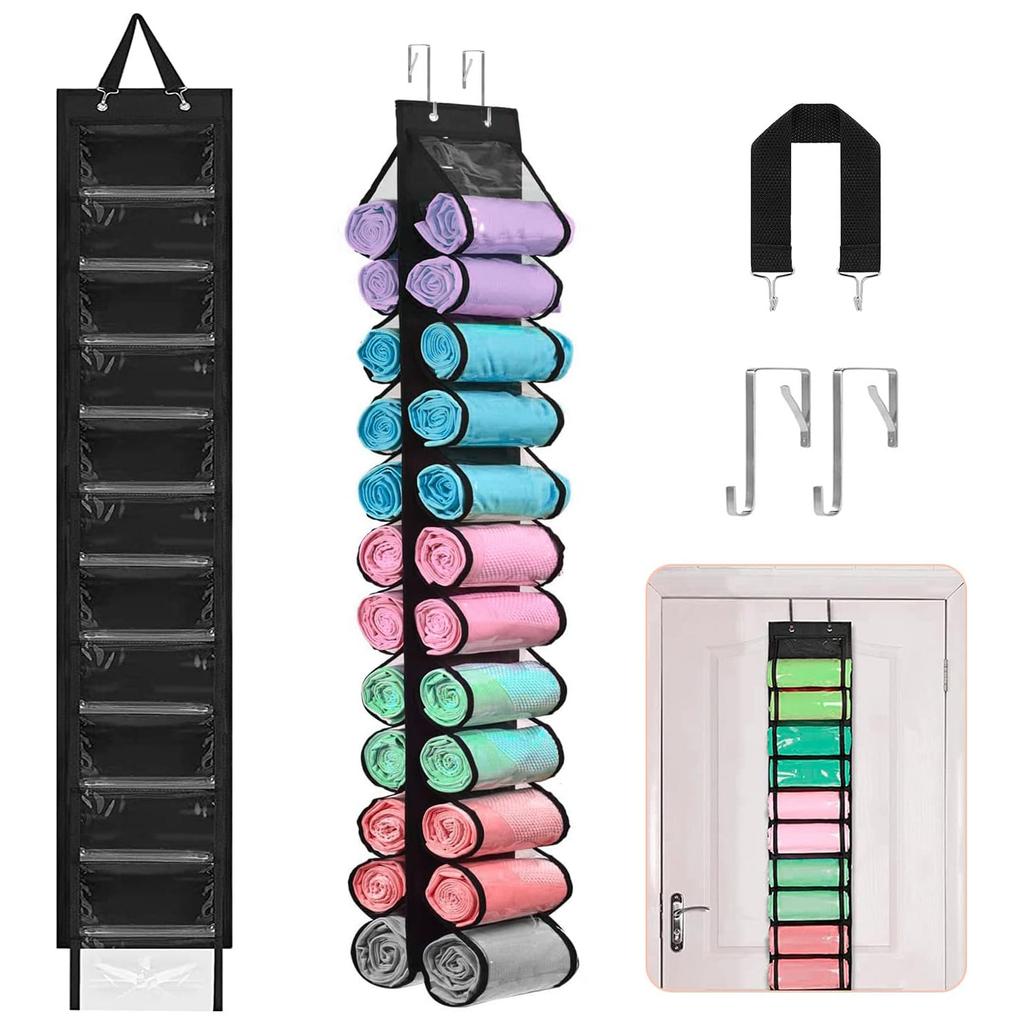 24 Pockets Dual-Sided Hanging Storage Bag Wardrobe Door Back Leggings Vest Towels Organizer